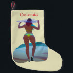 Bikini Hintern Beach Girl Thunder_Cove Kleiner Weihnachtsstrumpf<br><div class="desc">Curvacous Bikini Hintern Beach Girl mit großem Hut zum Anpassen,  personalisieren,  indem Sie Ihren Namen ändern</div>
