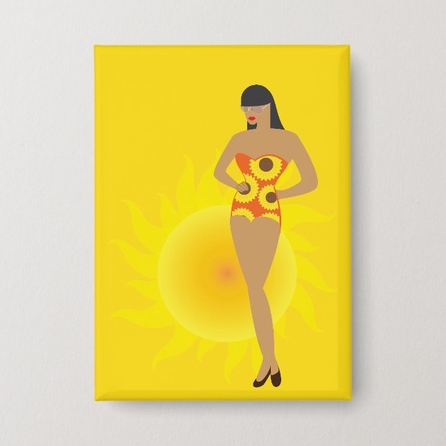 Bikini-Mädchen Button (Vorderseite)