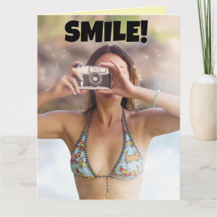 BIKINI MÄDCHEN "LÄCHELN!" SOMMER GEBURTSTAG! KARTE