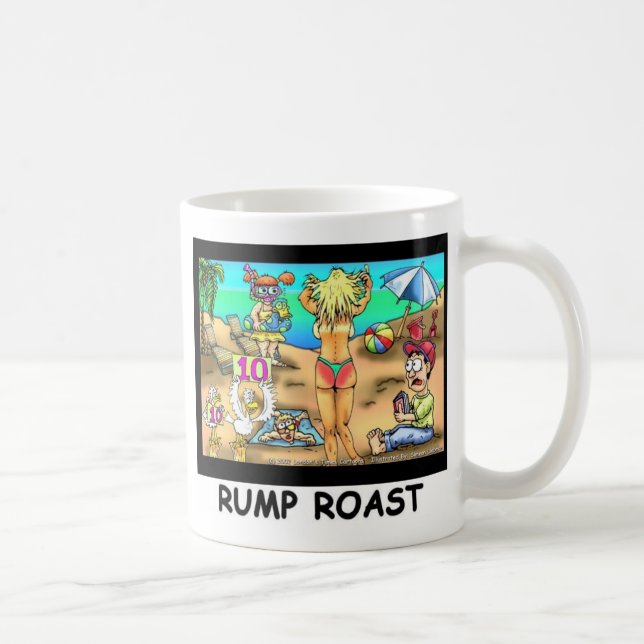 Bikini Rump Roast Funny Offbeat T-Shirts & Geschen Kaffeetasse (Rechts)