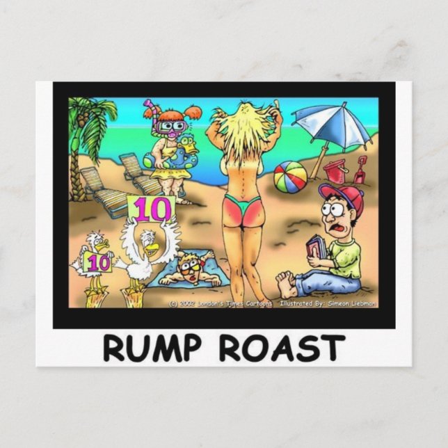 Bikini Rump Roast Funny Offbeat T-Shirts & Geschen Postkarte (Vorderseite)