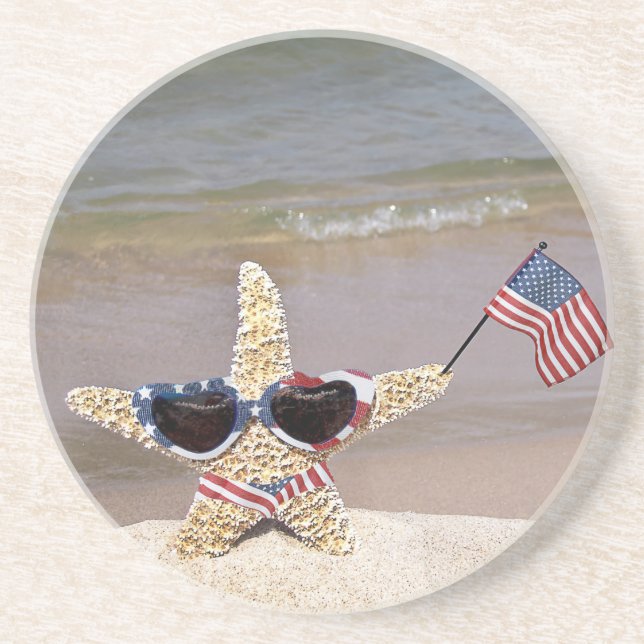 Bikini Starfish mit amerikanischer Flagge Getränkeuntersetzer (Vorne)