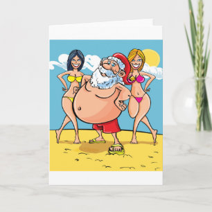 Bikini-Strand Weihnachtsmann Feiertagskarte