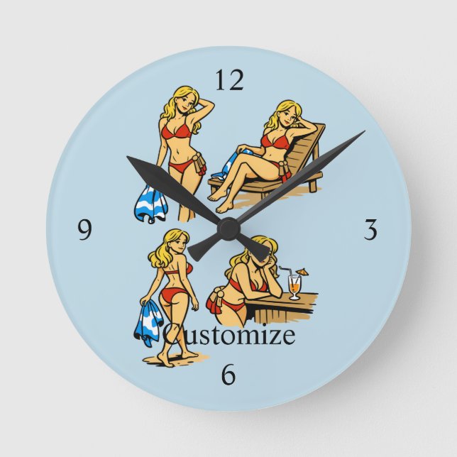 Bikini-Strand Zeit Thunder_Cove Runde Wanduhr (Vorderseite)