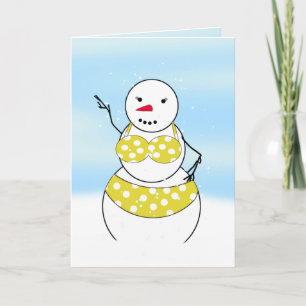 Bikini Zeit Schneemänner Bikini Mädchen Feiertagskarte