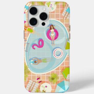 Bikinimädchen und Jungs spielen ein Schwimmbadspie Case-Mate iPhone Hülle