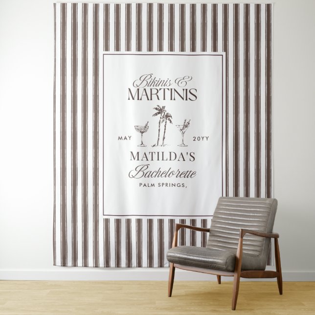 Bikinis and martinis Elegant vintage bachelorette Wandteppich (Beispiel)