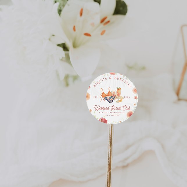 Bikinis & Bellinis Bacheloretto Runder Aufkleber (Von Creator hochgeladen)