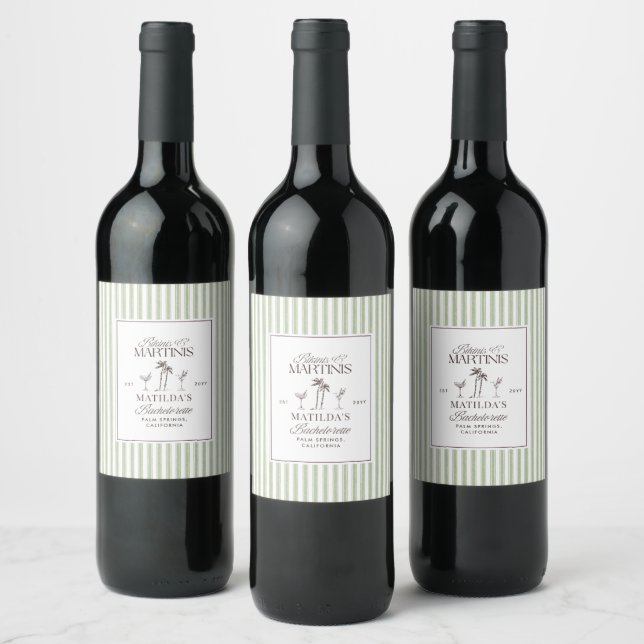 Bikinis & Martinis Bachelorette Wine Bottle Label  Weinetikett (Flaschen)