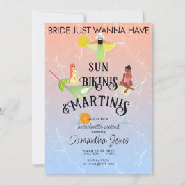 Bikinis & Martinis Beach Tropical Hen Bachelorette Einladung