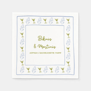 Bikinis & Martinis Blue Olive Junggeselinnen-Absch Serviette