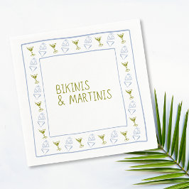Bikinis & Martinis Blue Olive Junggeselinnen-Absch Serviette