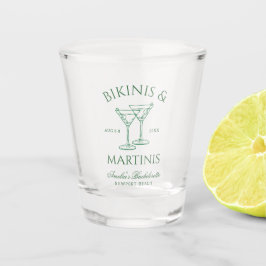 Bikinis & Martinis Green Bachelorette Schnapsglas