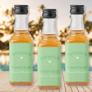 Bikinis & Martinis Green Beach Junggeselinnen-Absc Alkoholflaschenetikett