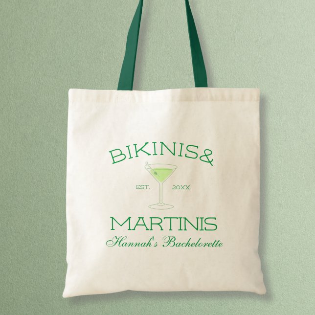 Bikinis & Martinis Green Beach Junggeselinnen-Absc Tragetasche (Bikinis & Martinis Green Beach Bachelorette Party Tote Bag)