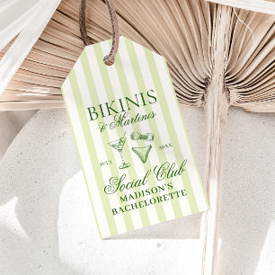 Bikinis & Martinis Grüner Streifen Geschenkanhänger