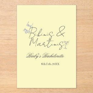 Bikinis & Martinis Junggesellinnenabschied gelb re Acryleinladungen