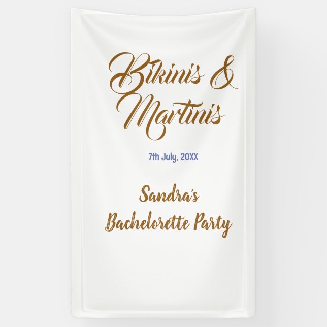 Bikinis & Martinis Junggesellinnenabschied Name Br Banner (Vertikal)