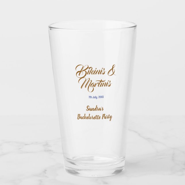 Bikinis & Martinis Junggesellinnenabschied Name Br Glas (Vorderseite)