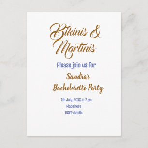 Bikinis & Martinis Junggesellinnenabschied Name Br Postkarte