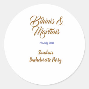 Bikinis & Martinis Junggesellinnenabschied Name br Runder Aufkleber