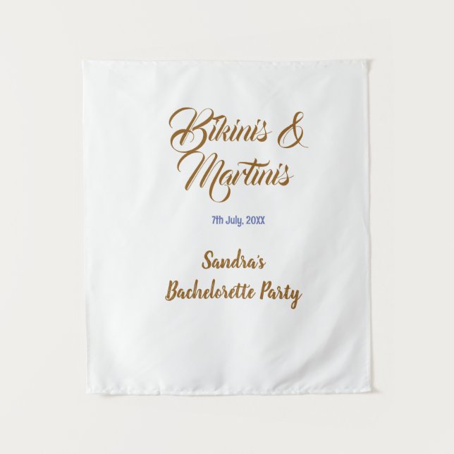 Bikinis & Martinis Junggesellinnenabschied Name Br Wandteppich (Vorderseite)
