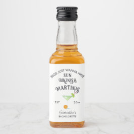 Bikinis & Martinis Tropical Pool Hen Bachelorette Alkoholflaschenetikett