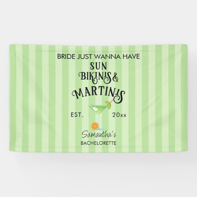 Bikinis & Martinis Tropical Pool Hen Bachelorette Banner (Horizontal)
