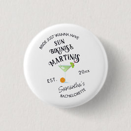 Bikinis & Martinis Tropical Pool Hen Bachelorette Button