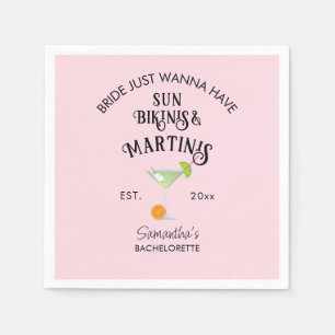 Bikinis & Martinis Tropischer Strand Junggesellinn Serviette