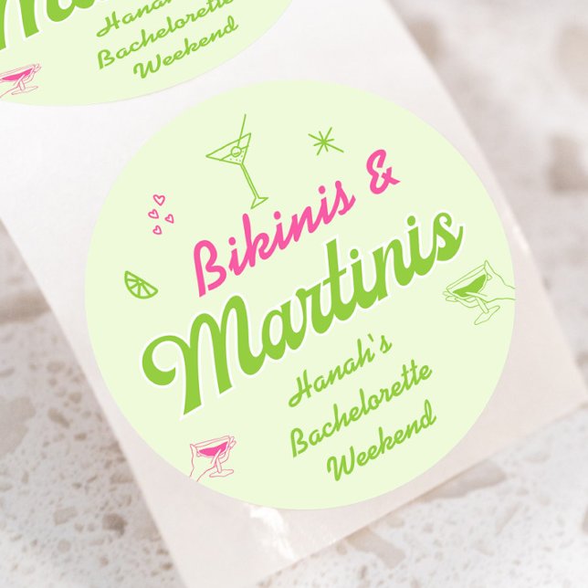 Bikinis und Martinis Bach Party Runder Aufkleber (Von Creator hochgeladen)