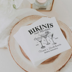 Bikinis und Martinis Black Junggeselinnen-Abschied Serviette