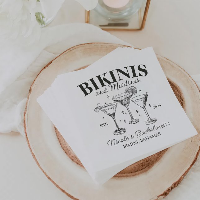 Bikinis und Martinis Black Junggeselinnen-Abschied Serviette (Von Creator hochgeladen)