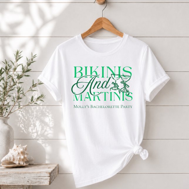 Bikinis und Martinis Custom Junggeselinnen-Abschie T-Shirt (Bikinis and Martinis Custom Bachelorette Party T-Shirt)