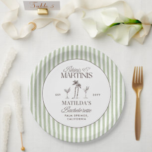 Bikinis und Martinis Elegante vintage Henparty Pappteller