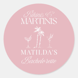 Bikinis und Martinis Eleganter Vintage-Junggeselli Runder Aufkleber