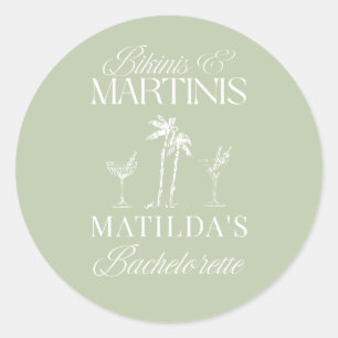 Bikinis und Martinis Eleganter vintage Junggeselli Runder Aufkleber