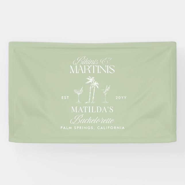 Bikinis und Martinis Elegantes Vintages Bacheloret Banner (Horizontal)