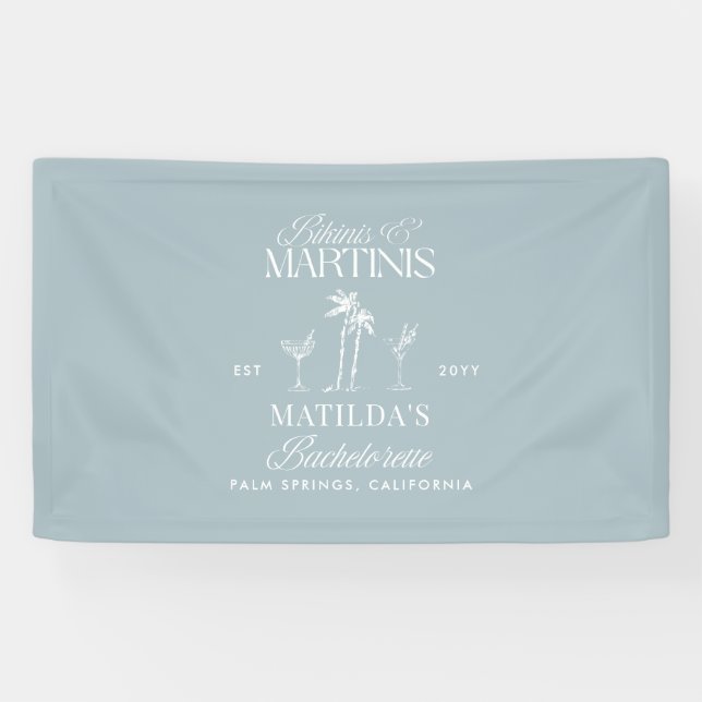 Bikinis und Martinis Elegantes Vintages Bacheloret Banner (Horizontal)