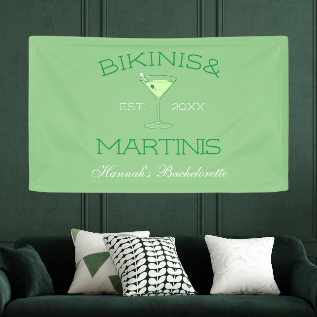 Bikinis und Martinis Green Beach Bachelorette Banner (Bikinis And Martinis Green Beach Bachelorette Banner)