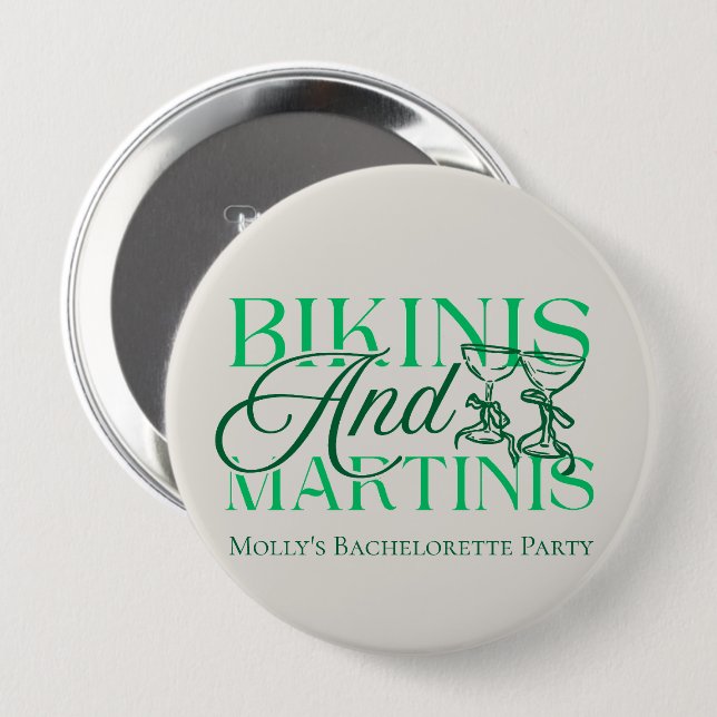 Bikinis und Martinis - Junggeselinnen-Abschied Button (Vorne & Hinten)