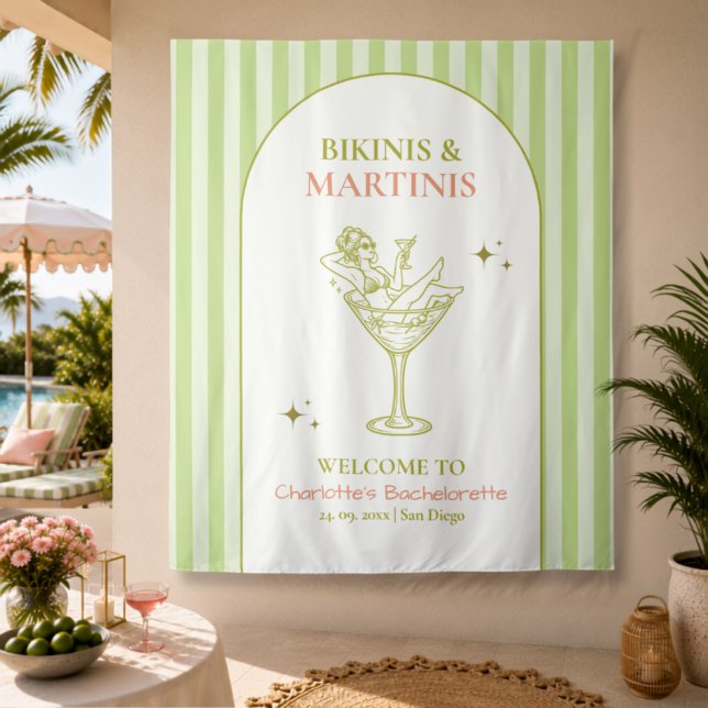 Bikinis und Martinis Junggesellinnenabschied Willk Wandteppich (Von Creator hochgeladen)