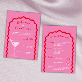 Bikinis und Martinis Pink Bachelorette Wochenende Einladung
