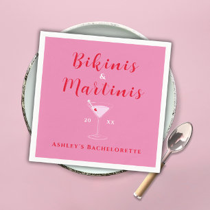 Bikinis und Martinis Pink & Rot Junggesellinnenabs Serviette
