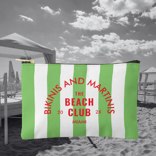 Bikinis und Martinis The Beach Club Green Stripe Zubehörtasche