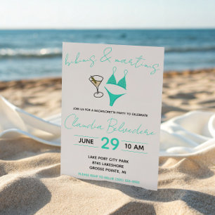 Bikinis und Martinis Themen-Junggesellinnenabschie Einladung