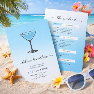 Bikinis und Martinis - Tropisches Junggesellinnen- Einladung
