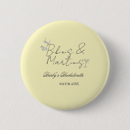 Bikins & Martinis bachelorette party yellow retro Button