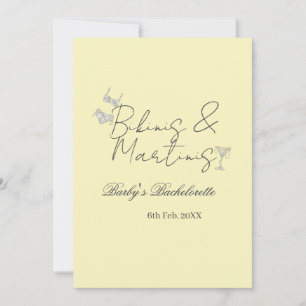 Bikins & Martinis Junggesellinnenabschied gelb ret Einladung