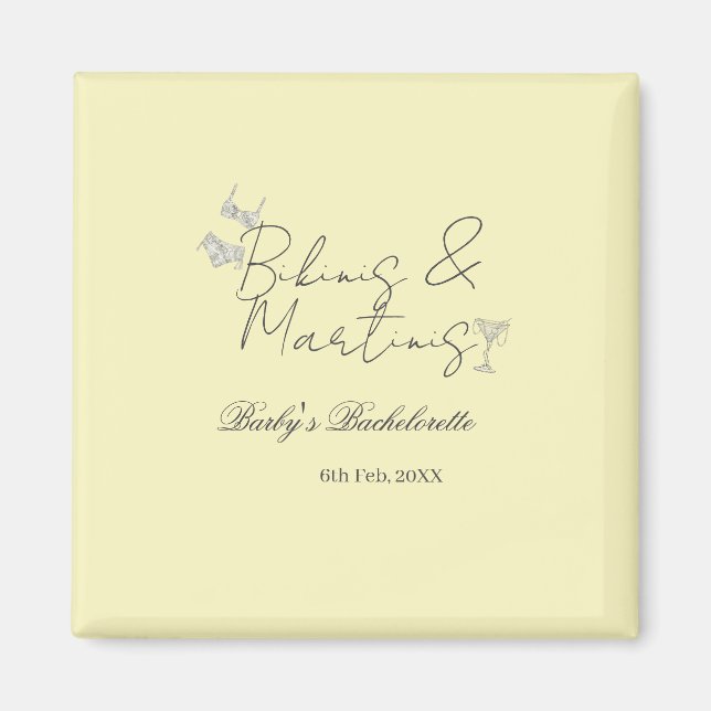 Bikins & Martinis Junggesellinnenabschied gelb ret Magnet (Vorne)